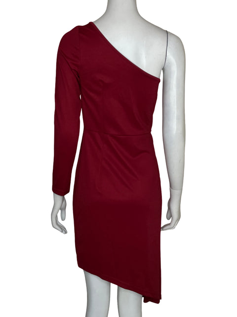 Vestido Tesoro Tps Asimétrico Plisado Rojo - Talla M