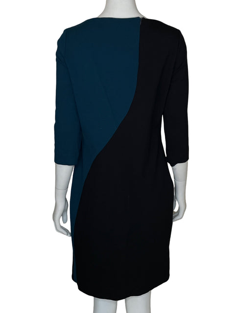 Vestido Punto Roma Midi Cuello v Azul - Talla 40