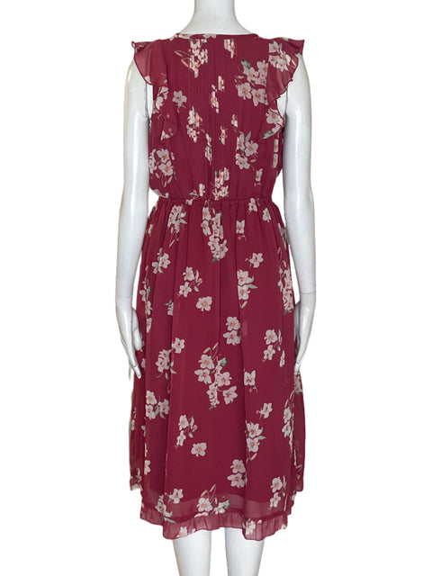 Vestido Abercrombie & Fitch Ruchas Estampado Suelto Rojo - Talla S