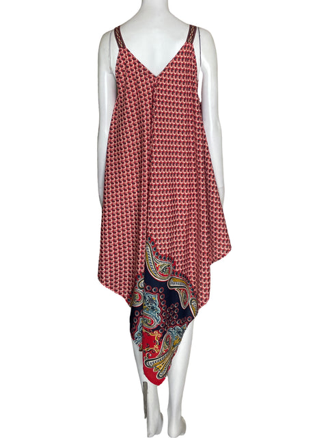 Vestido Bella Moda Pañuelos Tiras Estampado Rojo - Talla S