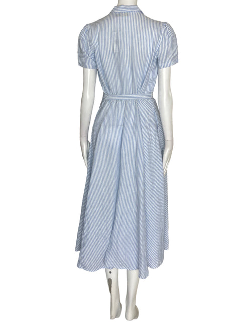 Vestido Polo Ralph Lauren de Algodón Manga corta Midi Rayas Azul - Talla 2