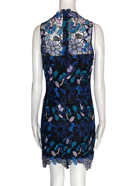 Vestido Guess de Algodón Mini Floral Tejido Azul - Talla 2