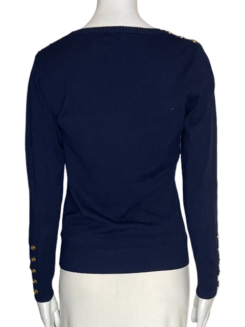 Blusa Cielo de Algodón Botones Cuello redondo Manga larga Azul - Talla S