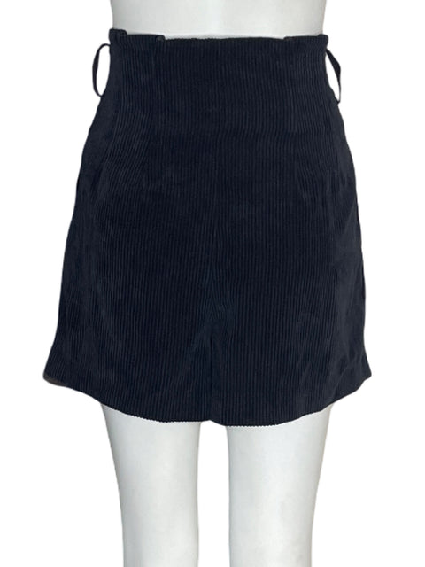 Short Zara de Algodón Pinzas Terciopelo Rayas Negro - Talla M