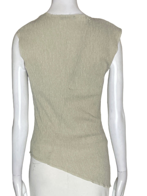 Blusa Zara Sin mangas Asimétrico Corrugado Beige - Talla S