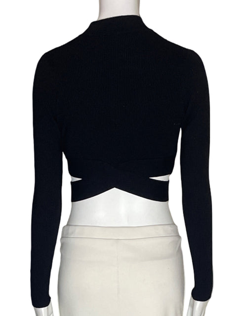 Blusa Zara de Algodón Cruzado Crop Manga larga Negro - Talla M