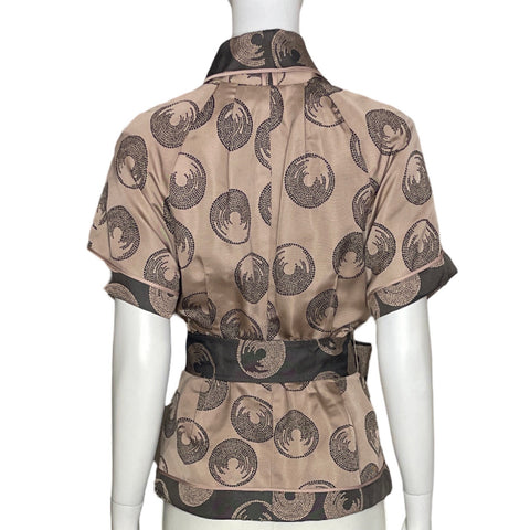 Blusa Bcbg Estampado Manga corta Fajon Marrón - Talla S