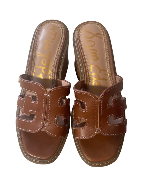 Zapato Sam Edelman Tiras Plataforma Punta abierta Marrón - Talla 6