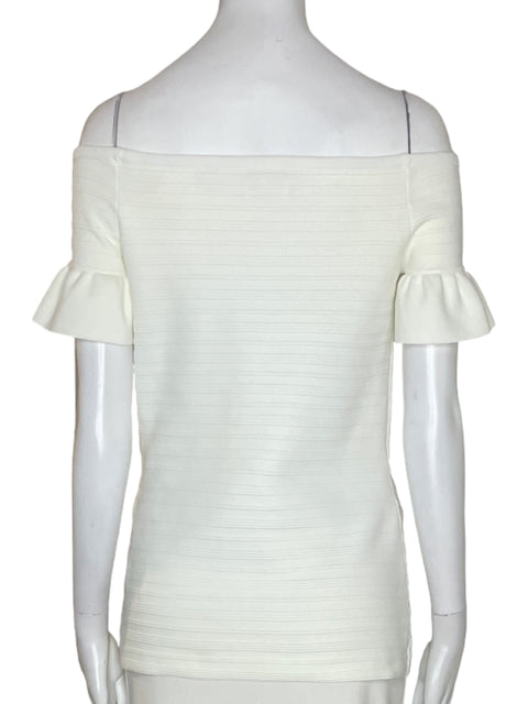 Blusa Ted Baker Out shoulder Ruchas Plisado Blanco - Talla L