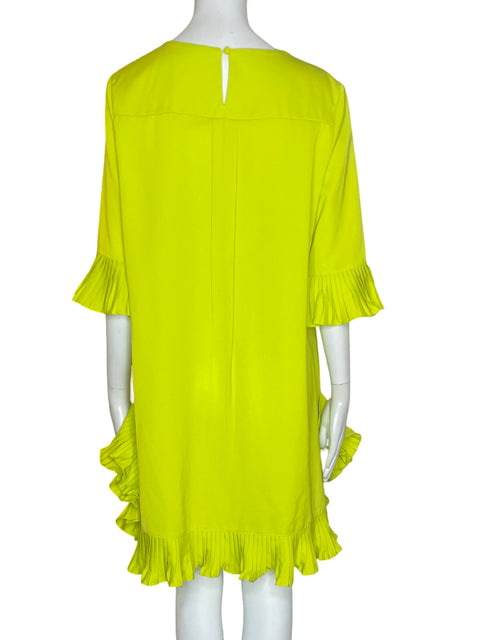 Vestido Cq & Cq Midi Liso Ruchas Verde - Talla S