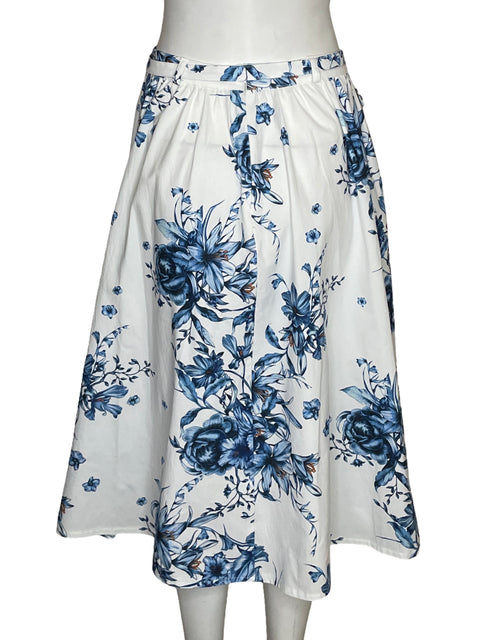 Falda Zara Estampado Floral Azul - Talla M