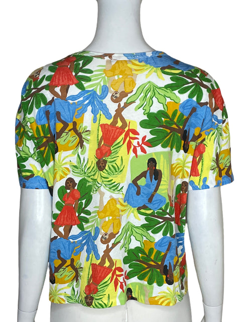 Blusa Zara de Algodón Estampado Verde - Talla M
