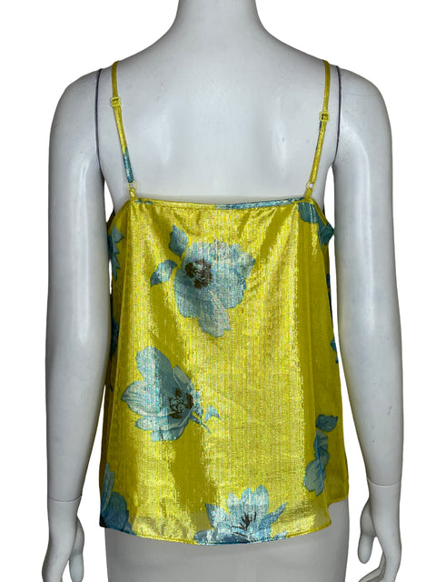 Blusa Bar Iii Estampado Floral Metalizado Amarillo - Talla M