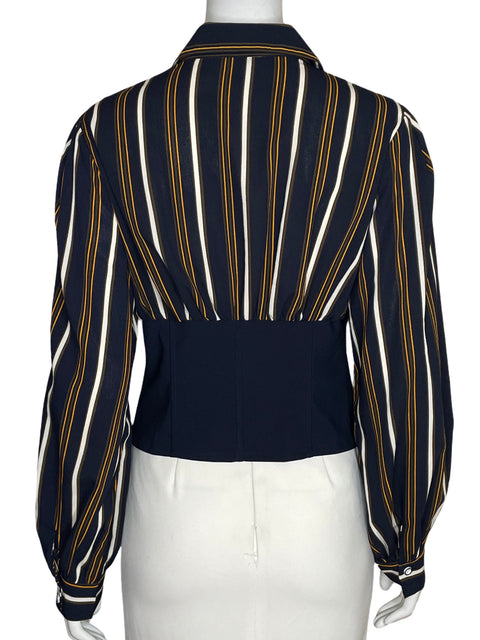 Blusa Gracia Corset Rayas Azul - Talla M