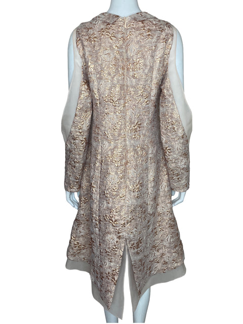 Vestido De Fiesta John Paul Ataker Asimétrico Metalizado Beige - Talla 44