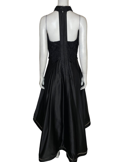 Vestido De Fiesta Nicole Miller New York Maxi Satinado Negro - Talla 10