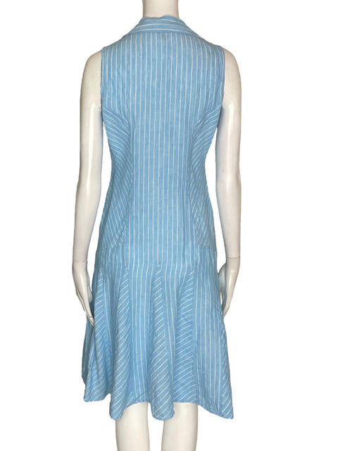Vestido Brooks Brothers de Algodón Rayas Acampanado Sin mangas Azul - Talla 2