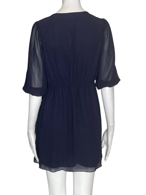 Vestido Sweet Storm Ruchas Suelto Transparente Negro - Talla M