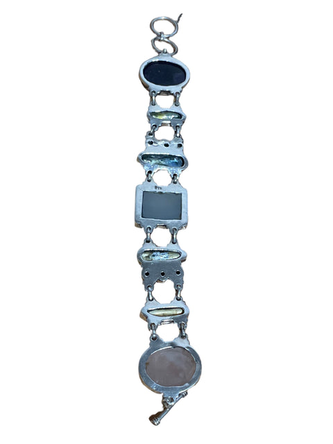 Pulsera Tesoro Tps Perlas Y Amatista Plateado - Talla U