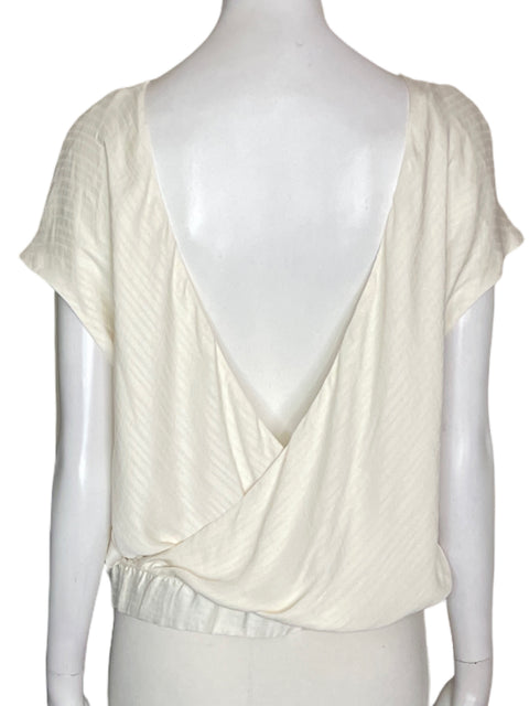 Blusa Anthropologie Fluido Cruzado Manga corta Beige - Talla S