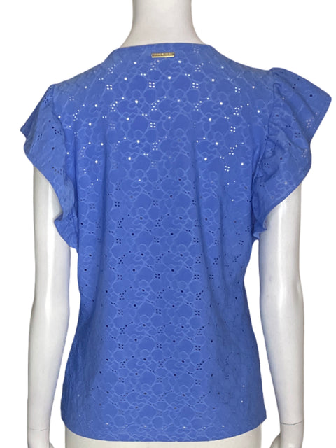 Blusa Michael Kors Troquelado Ruchad Liso Azul - Talla S