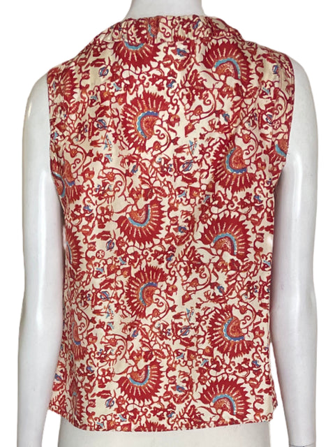 Blusa Tory Burch de Seda Estampando Sin manga Suelto Rojo - Talla 4