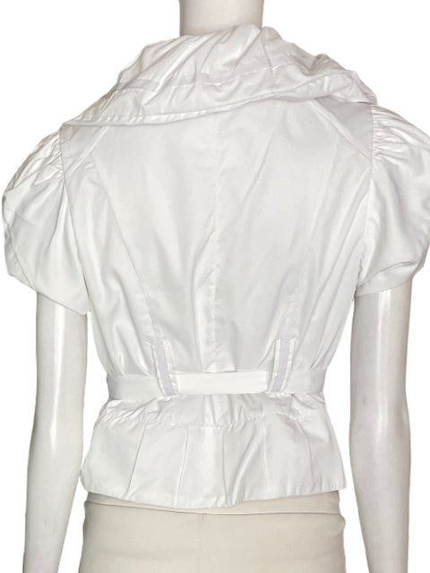 Blusa Gracia Globo Manga corta Fajon Liso Blanco - Talla M