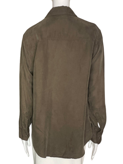 Blusa Crescent  Satinado Botones Marrón - Talla S