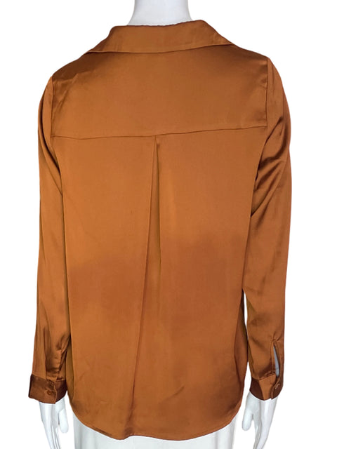 Blusa Skies Are Blue Manga larga Liso Botones Marrón - Talla XS