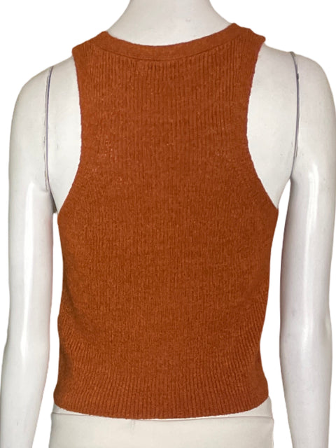 Blusa Calvin Klein de Algodón Sin mangas Crop Cuello redondo Marrón - Talla XS