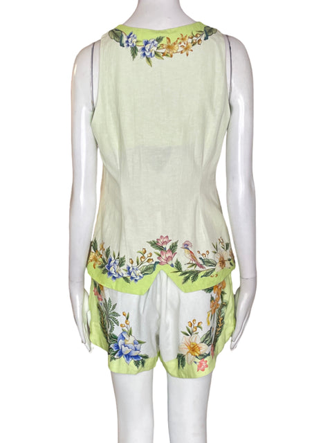 Conjunto Farm Tiras Blusa/short Estampado Verde - Talla M