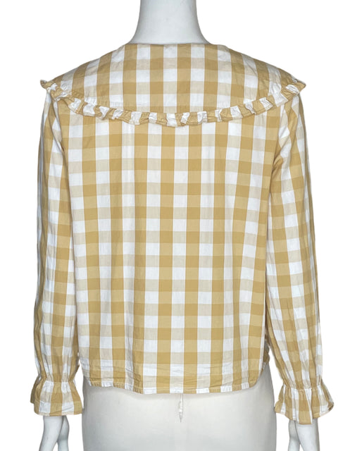 Blusa Lamaglietta Mode de Algodón Estampado Cuadros Vichy Beige - Talla M