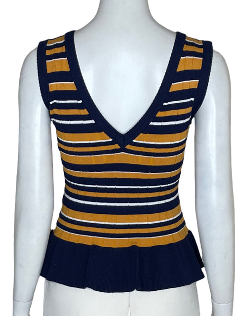 Blusa Ela de Viscosa Cuello v Rayas Azul - Talla XS