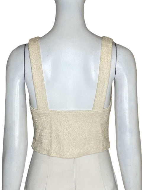 Top Zara de Algodón Corset Cuello v Beige - Talla M