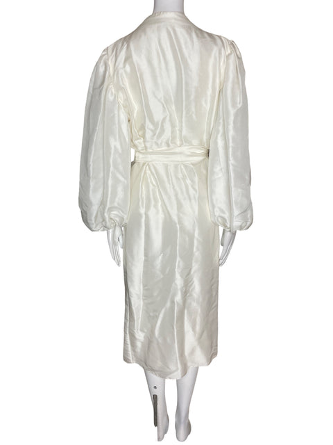 Vestido Azeeza Cruzado Liso Abullonado Blanco - Talla M