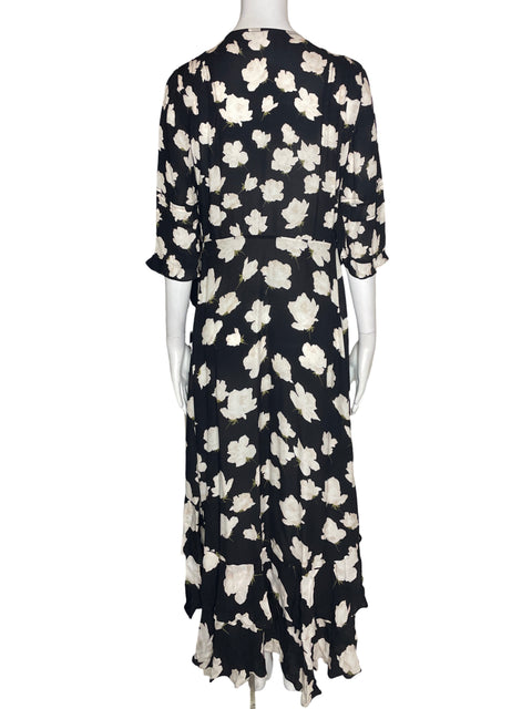 Vestido Tesoro Tps Liso Floral Estampado Negro - Talla S