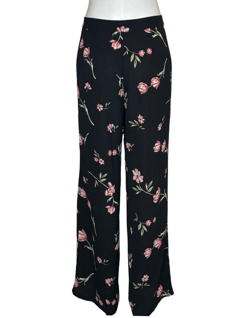 Pantalón Tobi Wide-leg Estampado Floral Negro - Talla S