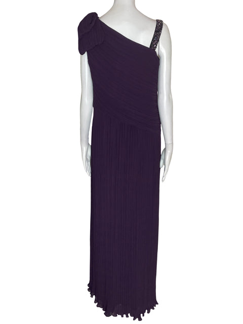 Vestido Ignite Evenings Oneshoulder Plisado Fluido Morado - Talla 12