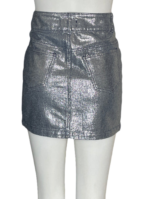 Falda Grig Satinado Mini Plateado - Talla S