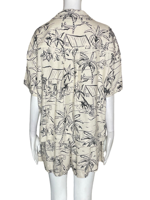 Conjunto Dress Forum Camisa/short Estampado Botones Blanco - Talla S