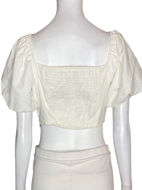 Blusa Ina Ina Abullonado Manga corta Top Blanco - Talla S