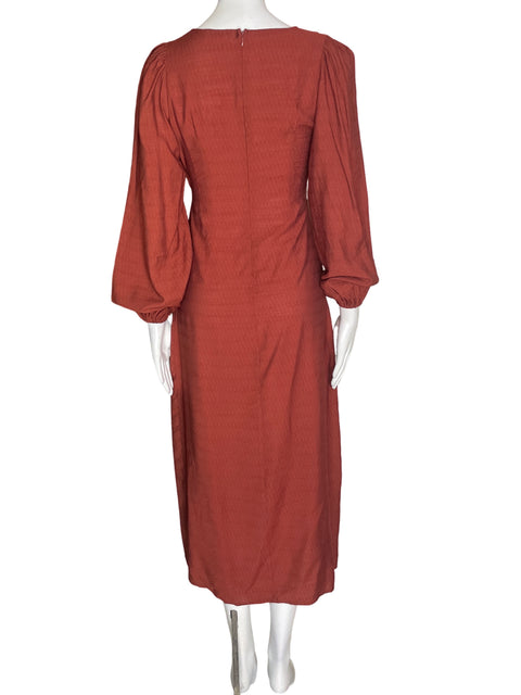 Vestido Showpo Midi Liso Cuello v Marrón - Talla S