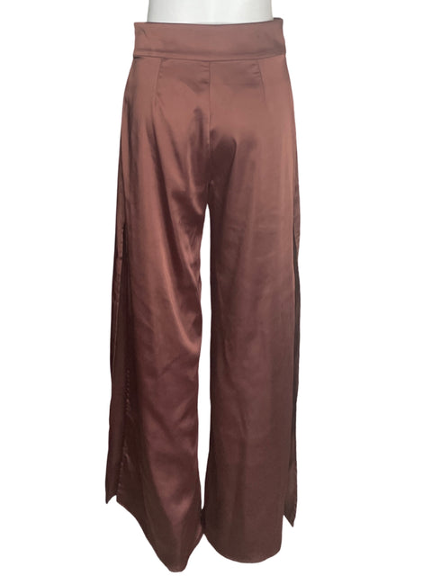 Pantalón Naf Naf Recto Wide-leg Liso Marrón - Talla 8