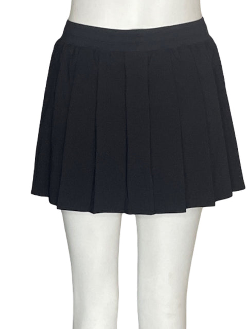 Falda Ztek de Viscosa Liso Recto Plisado Negro - Talla S