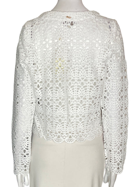 Chaleco Bonage Troquelado Manga larga Botones Blanco - Talla XS