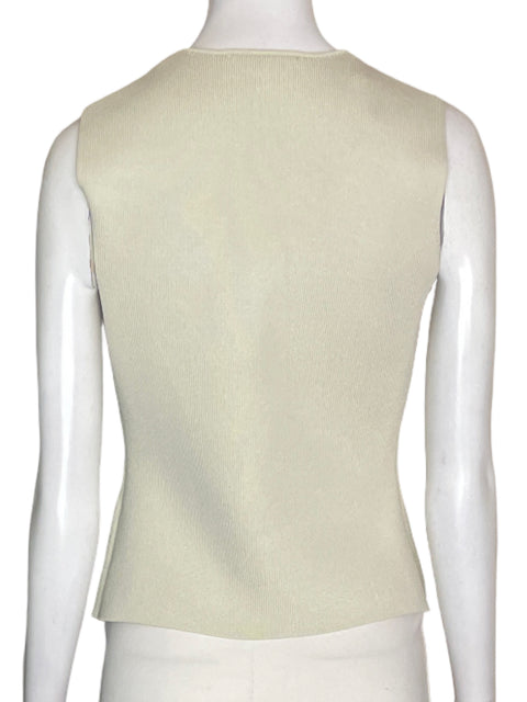 Chaleco Zara de Algodón Botones Liso Sin mangas Beige - Talla S