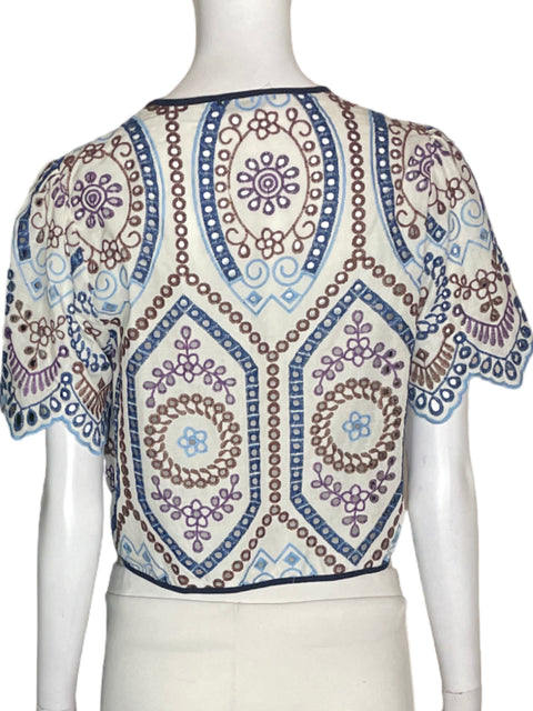 Chaleco Zara Troquelado Nudo Estampado Azul - Talla XS