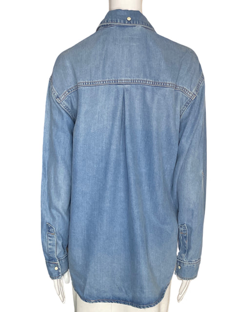 Blusa Zara de Algodón Camisa Botones Liso Azul - Talla S