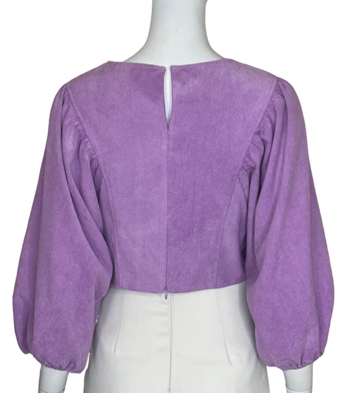 Top Zara Mangas abullonadas Morado - Talla M