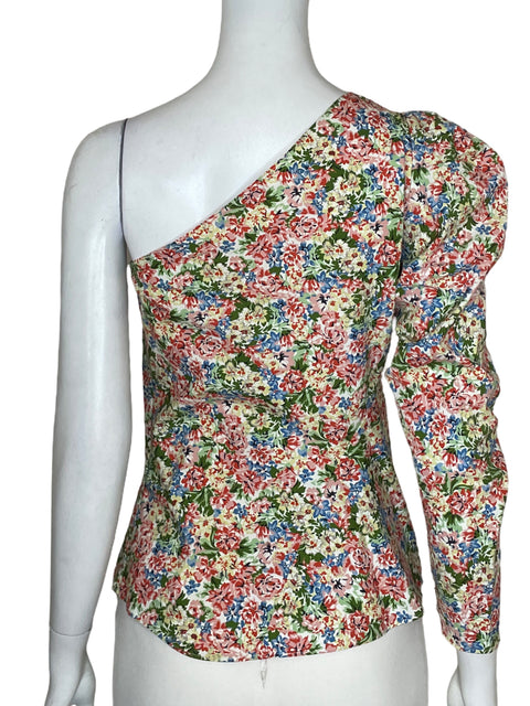 Blusa Zara Estampado Floral Asimétrico Verde - Talla M